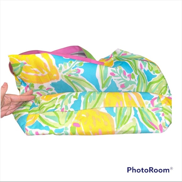 Lilly Pulitzer x Estée Lauder Summer lemon print tote shoulder bag - Picture 3 of 4